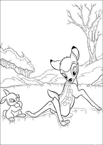 Bambi Is Falling Down  Coloring Page